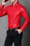 4111-2 Koszula męska slim fit - czerwony